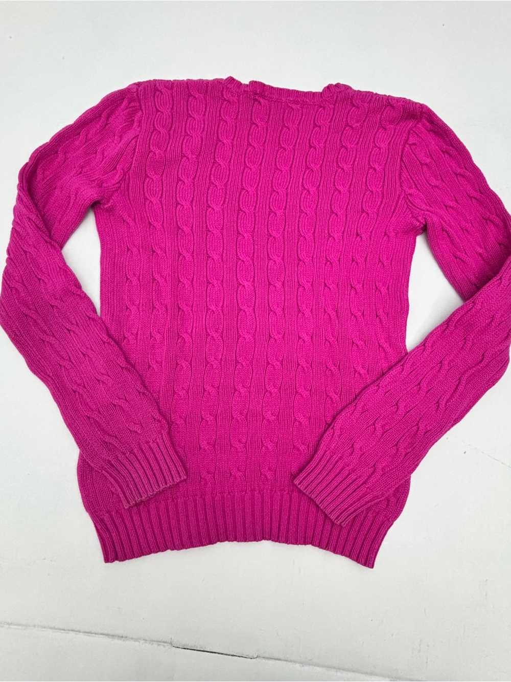Ralph Lauren Pink Cable Knit V-Neck Sweater Medium - Picture 2 of 9